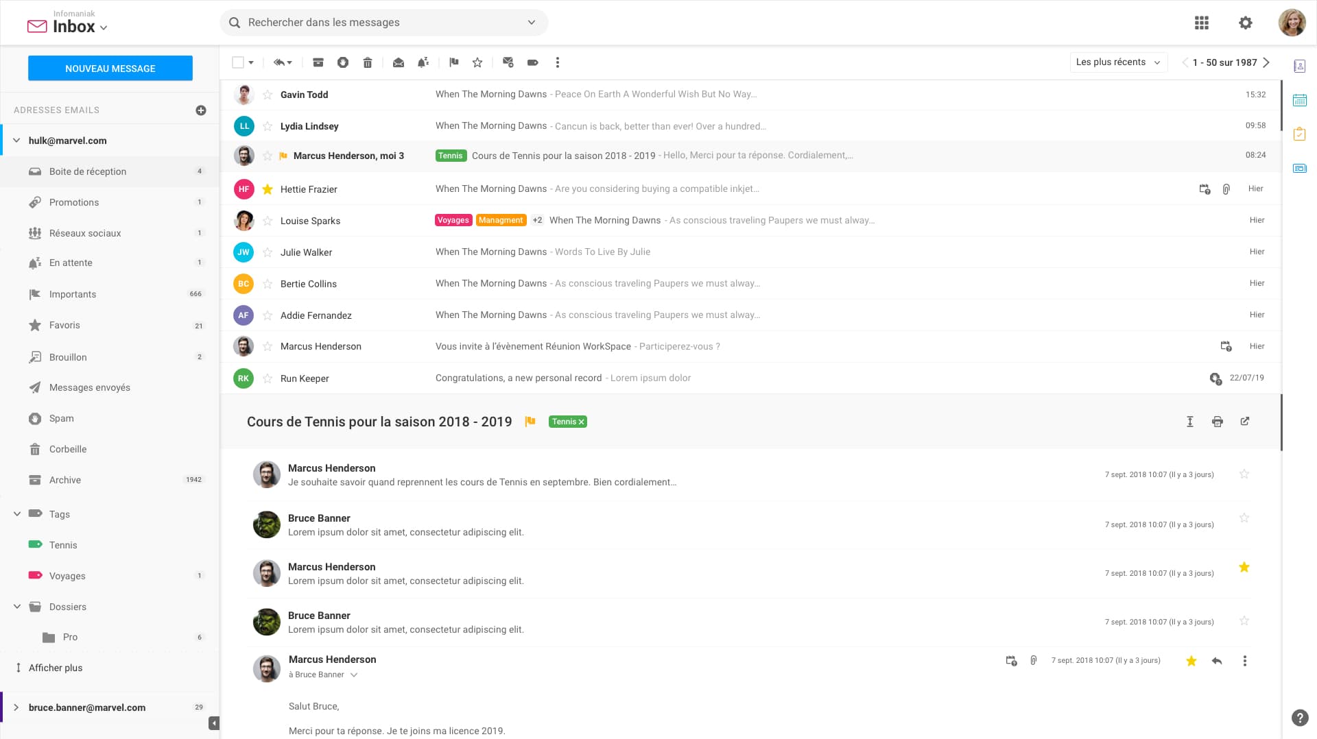 Inbox mail infomaniak ux design